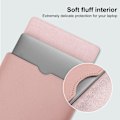 Miniatyrbild 2 av 5: PU-läderfodral för MacBook Air 15 tum A2941 M2-chip, inre mjuk fluff tjock vadderad bärbar resväska (rosa)