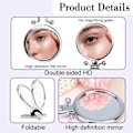Miniatyrbillede 3 af 5: Forstørrende håndholdt spejl Rejse Lille spejl Foldning- 1X/10X Bærbart makeup spejl 6 tommer Kompakt spejl Dobbeltsidet High Definition glas