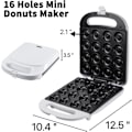 Miniatyrbillede 2 af 5: Mini Donut Maker - Donut Maker Maskine til Hjemmet - 16 Små Donut Maker, Elektrisk Non-Stick Overflade Gør til Børns Donut Maker, Laver Donuts (Hvid)