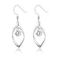 Miniatyrbild 1 av 4: 925 Silver Dangle Örhängen för Kvinnor Flickor Linjära Drop Statement Örhängen Clear Cubic Zirconia Tear Drop Dangle Hook Örhängen