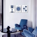 Pikkukuva 3 / 5: Merensininen väri, geometrinen muoto, seinätaidetuloste, Mid Century Modern abstrakti taidekoriste 30*40cm