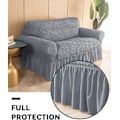 Miniatyrbillede 4 af 5: Loveseat Betræk 1 Del til 2-Pude Sofa med Skørt, Holdbar Vaskbar Høj Elastisk Strækbar (2-Sæders, Grå)