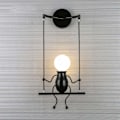 Miniatyrbillede 4 af 5: Enkel væglampe sving metal væglampe kreativ væglampe tegneserie lampe til bar, soveværelse, cafe, gang E27 (PÆRE IKKE INKLUDERET) (Sort)