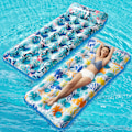 Miniatyrbillede 1 af 5: Pakke Oppustelig Pool Flydemadras, Kæmpe Pool Flydere Voksenstørrelse med Hovedstøtte, Sø Flydende Tømmerflåde Vand Lounger, Multifunktionelle Svømmepool Flydende Legetøj