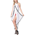 Pikkukuva 5 / 5: Naisten ranta pitkä sarong uimapuku hapsulla white+black