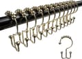 12-pack duschdraperikrokar, rostfria metalldubbelglidande duschdraperiringar för badrumsduschdraperier - guld Gold
