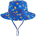 Miniatyrbillede 1 af 5: Solhat til småbørn og babyer, unisex, bredskygget sommerhat til børn, justerbar til udendørs svømning, strand, pool, blå