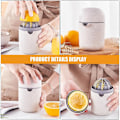 Miniatyrbillede 4 af 5: Håndpresser til citrusfrugter, citruspresser med antislip-låg, roterende limepresser, bærbar manuel frugtpresser til køkken, rejse (beige)