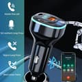 Miniatyrbillede 4 af 5: Bluetooth 5.0 FM Transmitter, Håndfri Bluetooth Adapter med 5V/3.1A USB + Type C, Bluetooth Bil Musikafspiller med Blåt Ambient Lys