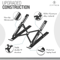 Miniatyrbillede 3 af 5: Foldbar bærbar aluminium bærbar computer stand | Skrivebordsstand med 6-trins højdejustering | Kompatibel med 11,6”/13,3 tommer bærbare computere notebooks（Sort） Black