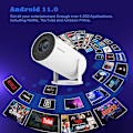 Pikkukuva 3 / 4: 4K HD Mini-projektori, 120 ANSI Smart Wifi 2.4G/5G Android 11.0 Projektori Seinille ja Kattoon, Automaattinen Keystone-korjaus