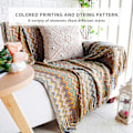 Miniatyrbillede 4 af 5: Strikket tæppe med kvast Houndstooth Boho ternet hyggeligt tæppe Strikket tæppe Sengetæppe Kast tæppe Dekorativt tæppe til sofa seng yellow 127*180cm