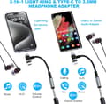 Miniatyrbillede 2 af 5: 1 USB C til 3,5 mm jackstikadapter, Type C/L-ightning til hovedtelefon DAC-chip-stik