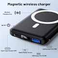 Miniatyrbillede 2 af 5: Powerbank 8000mAh, Magnetisk Eksternt Batteri, Trådløs Bærbar Oplader Hurtig Opladning PD 22.5W LED Display USB-C Powerbank til iPhone 15/14/13/12/Pro