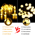 Miniatyrbild 3 av 5: Utomhus ljusslinga, batteridriven, 10 m 80 LED-boll ljusslinga, glob ljusslinga för Halloween, jul, inomhus, utomhus, trädgårdsdekoration crystal