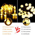 Miniatyrbillede 3 af 5: Udendørs fe-lys, batteridrevet, 10 m 80 LED kugle-fe-lys, globe-fe-lys til Halloween, jul, indendørs, udendørs, havedekoration crystal