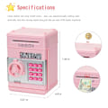 Miniatyrbillede 5 af 5: ATM Pengeboks til Børn, Elektronisk Pengeopsparingsboks med Kode, Sikker Kontant- og Møntopsparingsboks Legetøj til Børn i Alderen 8-13 År Fødselsdag (Pink)