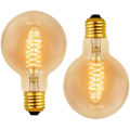 Miniatyrbillede 1 af 5: G80 Dæmpbar 40W Varm Hvid 2700K, AC 220V, Retro Glødepære Dekorationspærer E27 Spiral Wolfram Filament Lampe(2 Pakke)