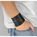 Miniatyrbild 1 av 3: Läderarmband flätat - svart läder Svart