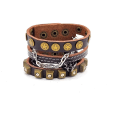 Miniatyrbillede 1 af 2: Læderarmbånd med kæder og nitter Silver