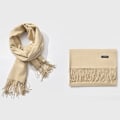 Miniatyrbillede 1 af 2: Viskose beige sjal Khaki Beige