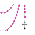 Miniatyrbild 2 av 2: Radband / Kors halsband Rosa Pärlor Svart