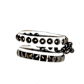 Miniatyrbillede 3 af 3: Hvidt læderarmbånd med kæde, pyramide og runde nitter White