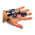 Miniatyrbillede 1 af 2: Læderarmbånd med sværd, kæder og runde nitter Silver