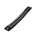 Miniatyrbillede 3 af 3: Sort læderarmbånd med kæde, pyramide og runde nitter Silver