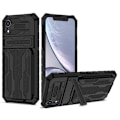 Miniatyrbillede 1 af 9: iPhone XR Shockproof Shell Kickstand & kortrum ThinArmor V3 Black