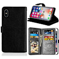 Miniatyrbillede 1 af 6: iPhone X Practical Wallet Case 2i1 med 11-rums løkke Svart