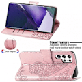 Pikkukuva 4 / 10: Samsung S22 Ultra Plånboksfodral PU-Läder 4-FACK Motiv Fjäril Pink gold