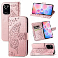 Miniatyrbillede 1 af 11: Xiaomi Mi 11i tegnebog etui PU læder 4-LOMMES motiv sommerfugl Pink gold