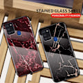 Miniatyrbillede 7 af 11: Samsung A21s Marble Cover 9H hærdet glas bagside glas bagside V2 Black Svart/Guld