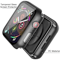 Pikkukuva 3 / 7: 2in1 Iskunvaimennuskuori 9H karkaistu lasi Apple Watch 38mm - musta