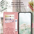 Miniatyrbild 4 av 6: Samsung A15 5G Plånboksfodral PU-Läder 4-FACK Motiv Fjäril Rosa guld