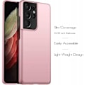 Pikkukuva 5 / 7: Samsung S21 Ultra Ultratunn Gummibelagd Mattsvart Skal Basic V2 Pink gold