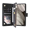 Miniatyrbillede 4 af 7: Google Pixel 8 multifunktionelt pung etui Lynlås 8-lomme Black