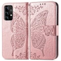 Miniatyrbillede 3 af 11: Samsung A52 / A52s 4G / 5G pung etui PU læder 4-LOMMES Motiv Sommerfugl Pink gold