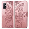 Miniatyrbild 2 av 8: OnePlus 8T Plånboksfodral PU-Läder 4-FACK Motiv Fjäril Rosa guld