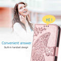 Pikkukuva 11 / 11: OnePlus 9 Pro -lompakkokotelo, PU-nahkainen 4-POCKET Motif Butterfly Pink gold