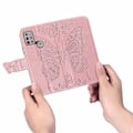 Miniatyrbillede 5 af 11: Motorola G30 Pung Etui PU Læder 4-LOMMES Butterfly Motiv Pink gold