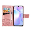 Pikkukuva 2 / 5: Xiaomi Redmi 9A -lompakkokotelo PU-nahkainen 4-taskuinen perhonen Pink gold