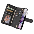 Miniatyrbillede 1 af 7: Samsung S21 FE multifunktionelt pung etui Lynlås 8-rum Svart
