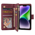 Miniatyrbillede 5 af 6: iPhone 15 Plus multifunktionelt pung etui Lynlås 8-rum