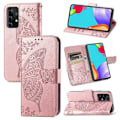 Miniatyrbillede 1 af 11: Samsung A52 / A52s 4G / 5G pung etui PU læder 4-LOMMES Motiv Sommerfugl Pink gold