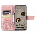 Miniatyrbillede 5 af 6: Google Pixel 8 Pung etui PU-Læder 4-KOMPARTMENT Motiv Sommerfugl Pink gold