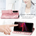 Miniatyrbillede 8 af 9: Xperia 1 III Pung Etui PU Læder 4-LOMMES Motiv Sommerfugl Pink gold