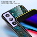 Pikkukuva 6 / 6: Samsung S21 Plus Marble Shell 9H karkaistu lasi tausta Glassback V2 Green Emerald Green