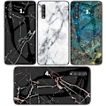 Pikkukuva 2 / 10: Samsung A70 Marble Shell 9H karkaistu lasi tausta Glassback V2 Black Svart/Guld